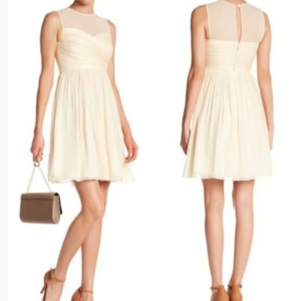 NWT J.Crew Weddings and Parties 100% Silk Chiffon Clara Dress in Pale Yellow